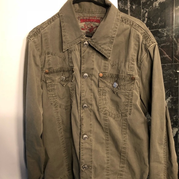 true religion olive green shirt